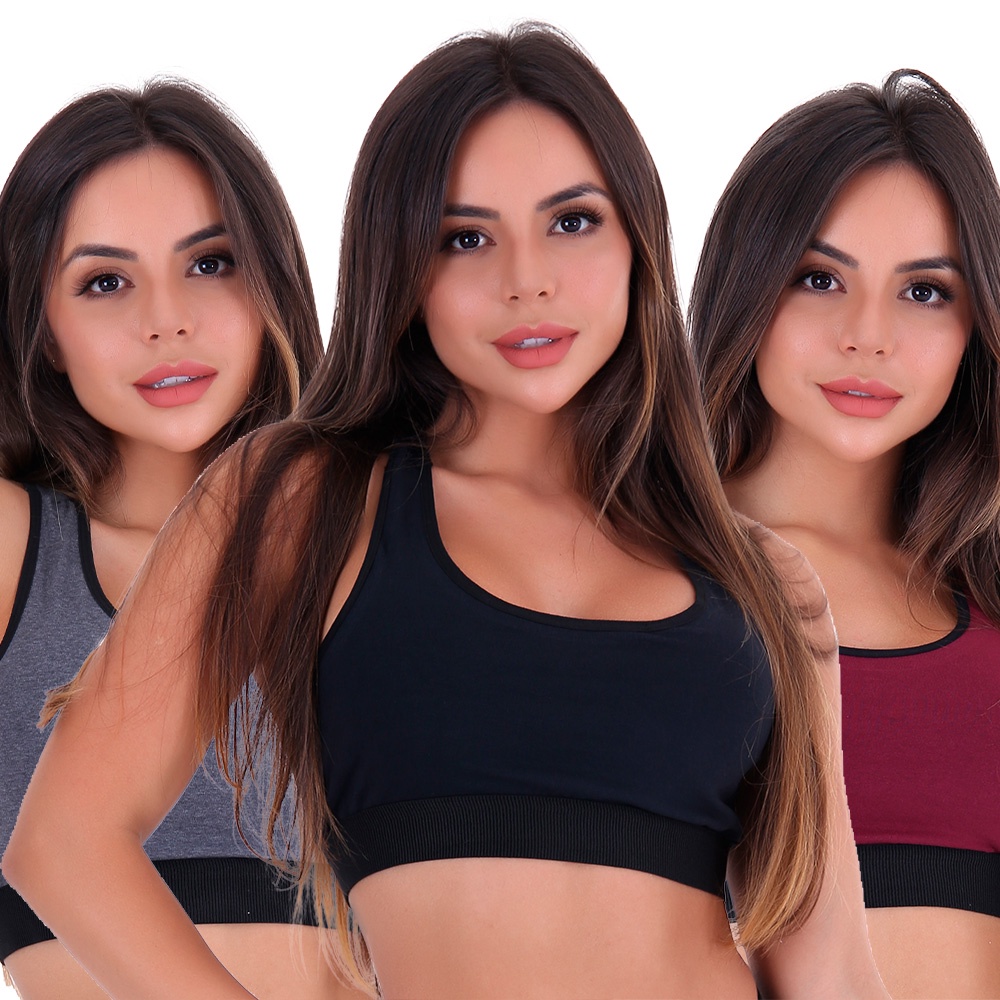 Kit 3 Tops Algodão Ps Sem Bojo Conforto - Women Clothes