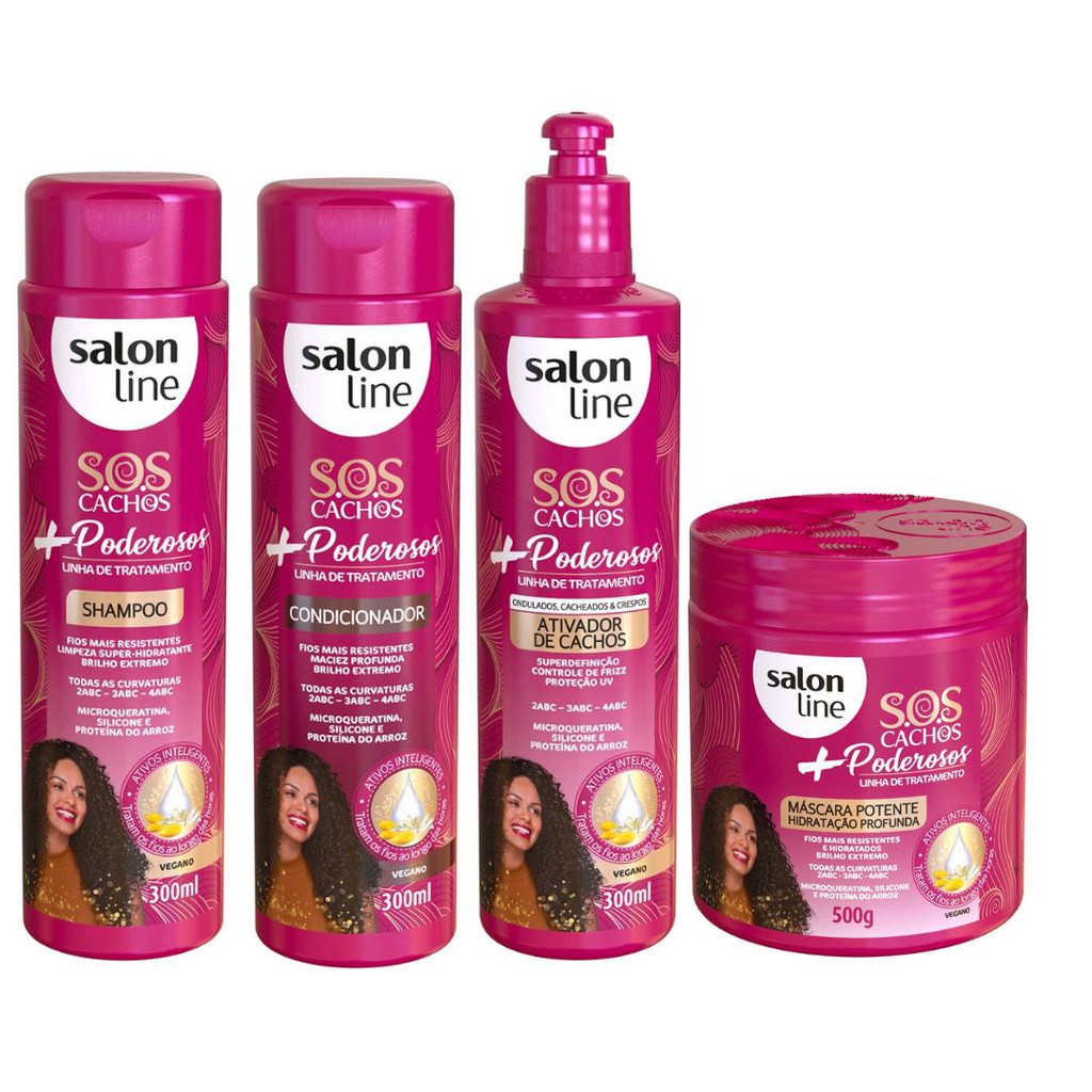 Kit Salon Line Sos Cachos Mais Poderosos Shampoo Condicionador Ativador De Cachos Mascara De Hidratacao Profunda Shopee Brasil