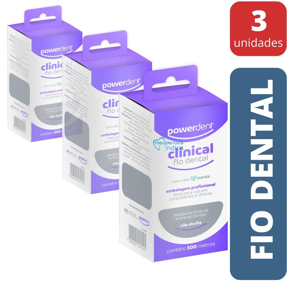 KIT 3x Fio Dental Profissional 500 metros | Classic | Powerdent