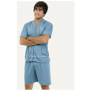Pijama aberto homem roupa masculino botãomanga curta malha roupa cirúrgia