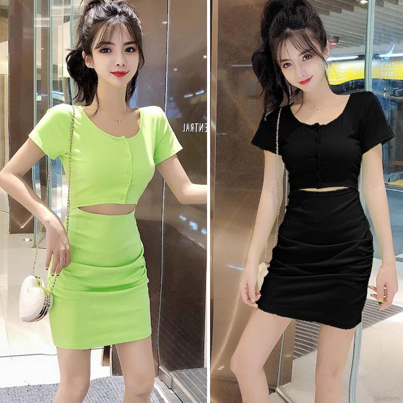 vestido justo com manga curta