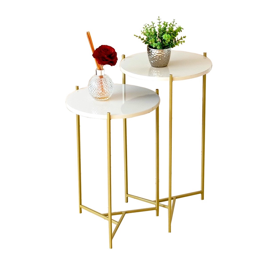 Mesa Apoio Lateral Ferro Redonda Dourada Mesinha Canto Sala Estar Sofá Quarto Decoração Pequena Conjunto Centro Auxiliar Industrial