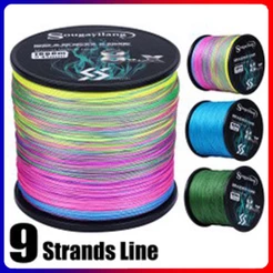 Linha de Pesca Sougayilang 9 Strands Braided PE 1000m 3 Color Fio trançado 0.14MM-0.45MM Max Drag 7.6-45.8KG
