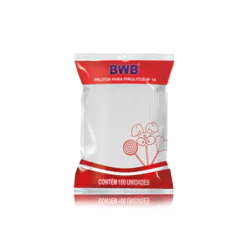 Palito para Pirulito Médio Branco - 100 unidades - N°14 - BWB
