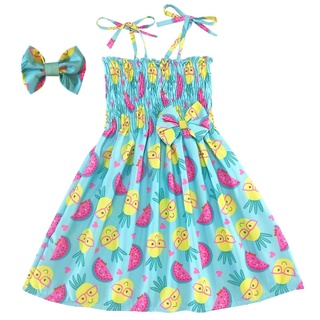 Kit vestido infantil Fruta modelo ciganinha + laço de cabelo