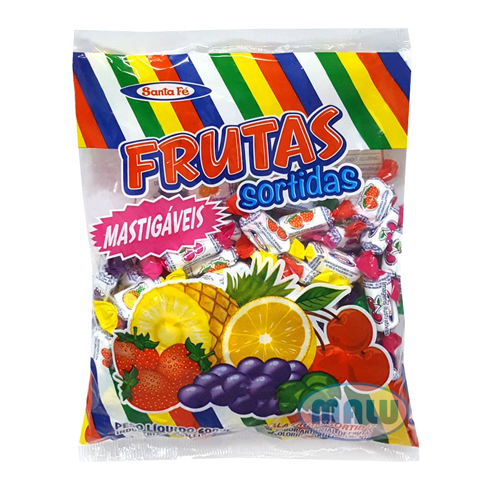 Bala Mastigável Frutas Sortidas 500g - Santa Fé em Oferta na Shopee