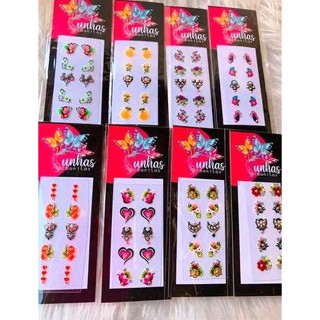 100 Cartelas de Adesivos de Unhas 3D com Jóias Atacado Artesanais Unhas Bonita Adesivos KAJ-100 em Oferta na Shopee