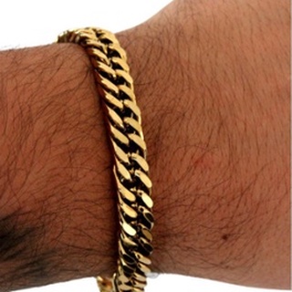 Pulseira Masculina Dourado 21cm X 8mm Grumet Elos Duplos