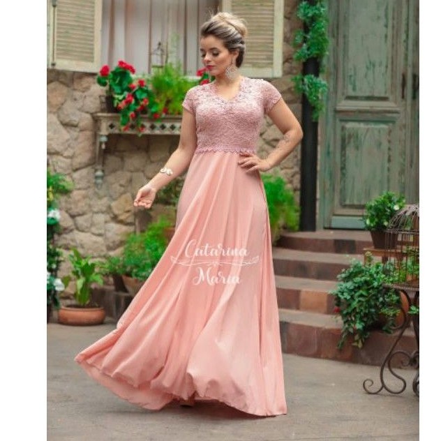 Vestido de madrinha longo sales rose