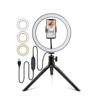 Anel Ring Light 8 Pol + Tripé De Mesa + Suporte Cel Video