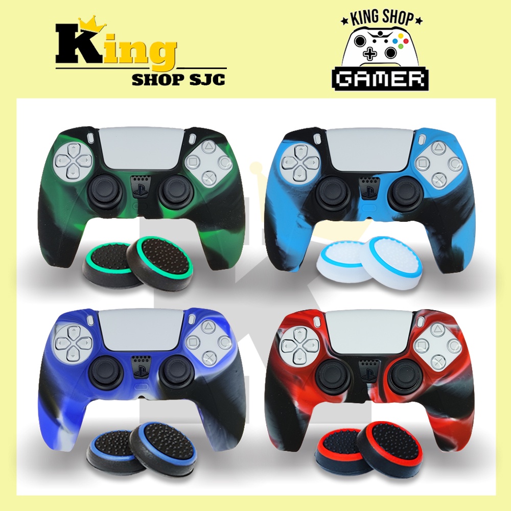 Capa De Silicone Para Controle Ps5 + 1 Par Grip Analogico Playstation 5