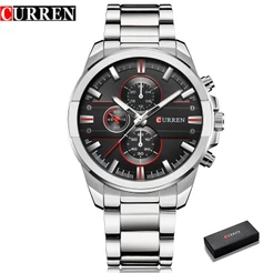 Curren Relógio De Pulso Masculino Casual Em Aço Inoxidável À Prova D 'Água 8274