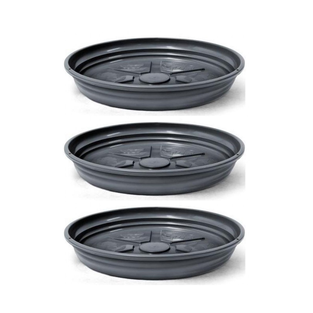 Kit 3 Prato Para Planta 21x3cm De Plástico Reciclado De Vaso Suporte Redondo N° 3 Barato - Promoção!
