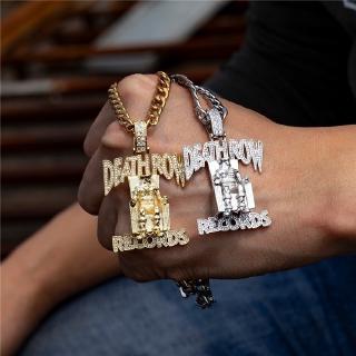 Colar De Ouro/Prata Hip Hop DEATHROW Pedra Preciosa Zircônia Pingente Para Jóias Masculinas