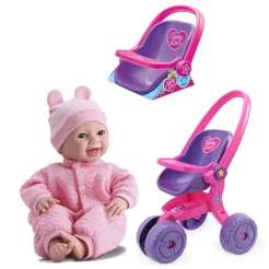 Kit Boneca New Born Real Menino c/ Bebe Conforto e Carrinho