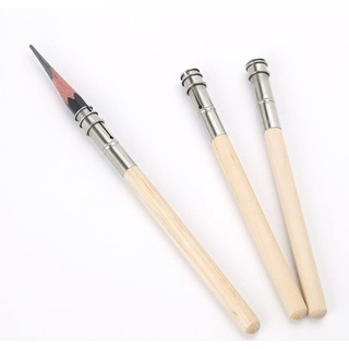 2pcs Suporte Extensor De Lápis Em Madeira Ajustável Para Desenho / Arte Com Ponta Ajustável