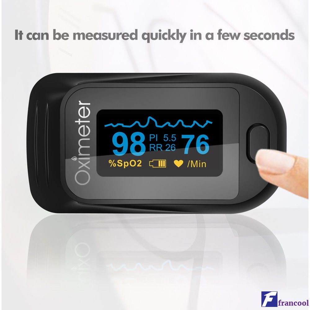 Oxímetro de dedo de pulso de dedo CE, clipe de oxigênio, monitor de saturação respiratória Pi e medidor de frequência cardíaca francool