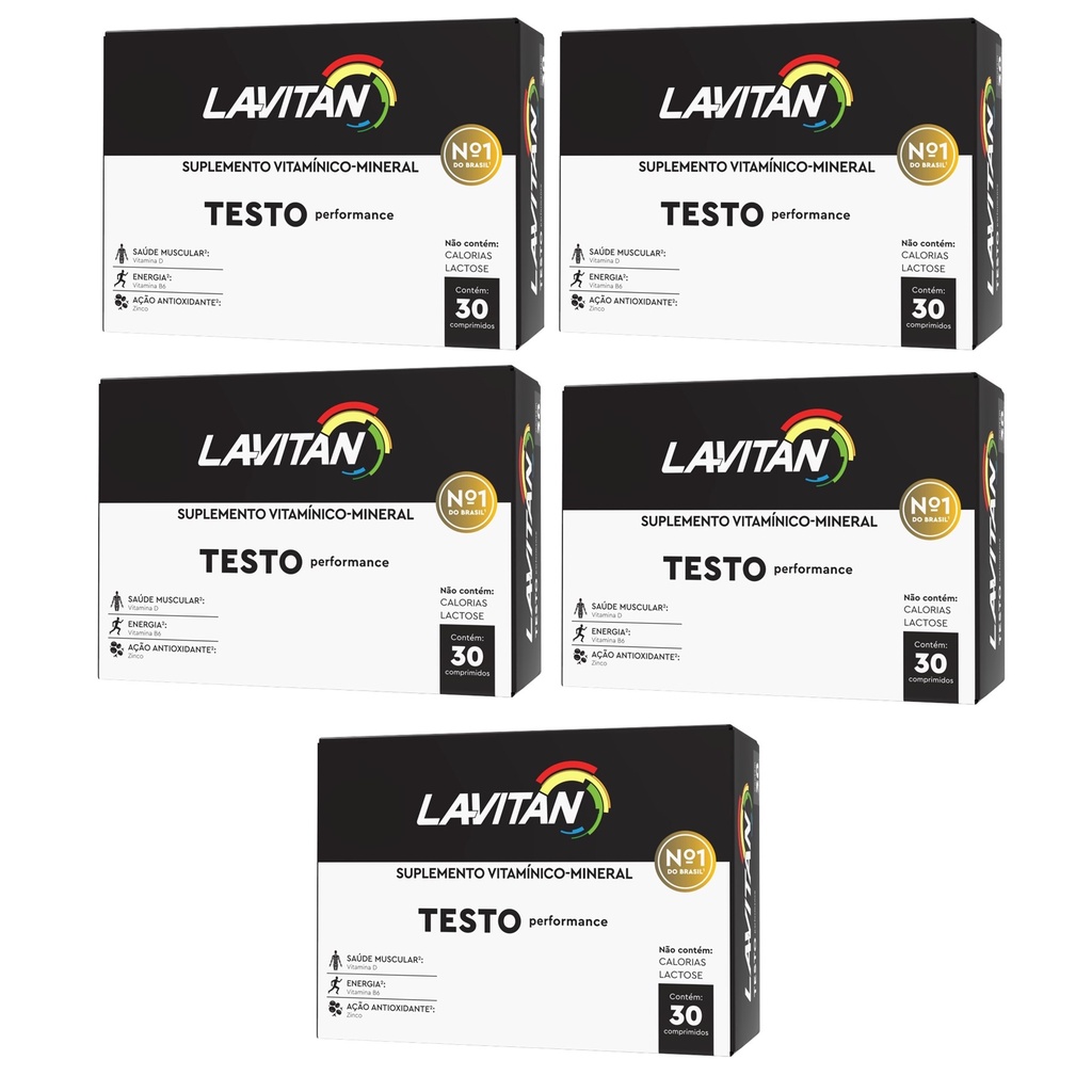 Kit com 5 - Lavitan Testo Performance Cimed com 30 Comprimidos.