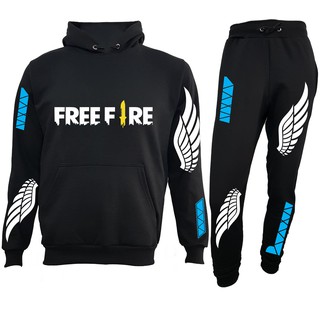 Kit Free Fire Angelical Blusa Calça Moletom Grosso Top