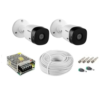 Kit 2 Cameras de Seguranca intelbras 20m Infra Vermelho 24 Leds HD c/ acessórios em Oferta na Shopee