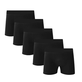 KIT 5 Cuecas Boxer Algodão Cotton Preta Com Poliester C5