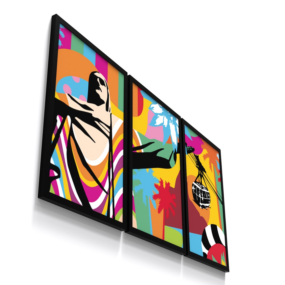 Quadro Decorativo Moldura e Vidro Tamanho A2 Cristo Redentor Bondinho Pão de Açúcar P/ Quarto