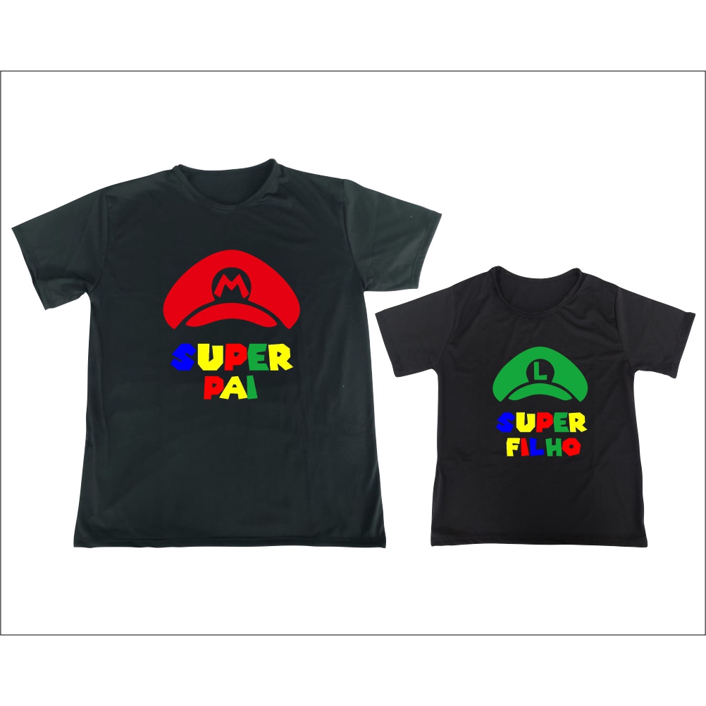 Camisa Personalizada tal Pai tal filho Mario Wold Nostálgico Adulto Infantil Blusa Estampada Ótimo Acabamento E Durabilidade Anti-pilling 100% Poliéster PROMOÇÃO
