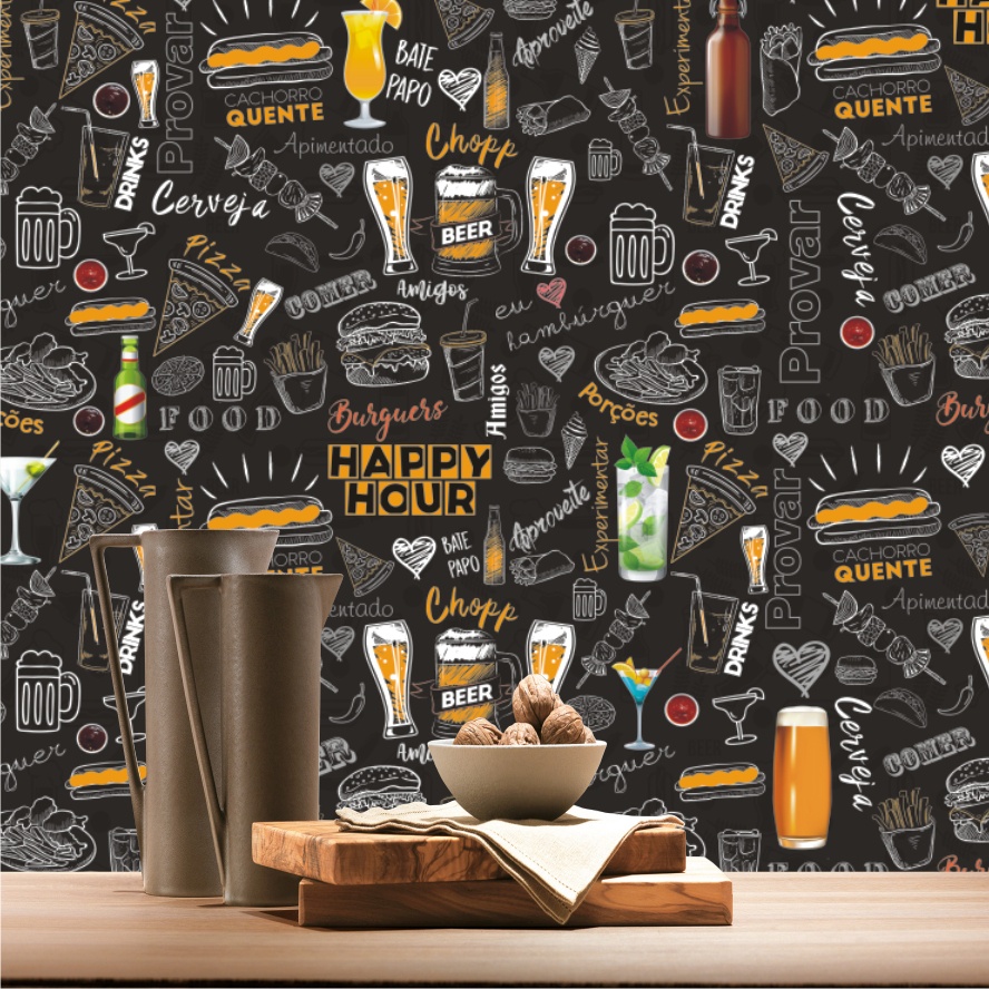 Adesivo Decoração Cozinha Lousa Colorida Painel Barzinho Cerveja Gourmet Adega M134 Já Colorida