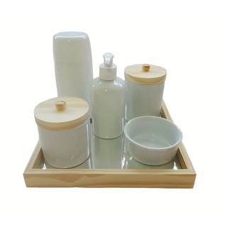 Kit Higiene Bebê Porcelana Completo Bandeja Espelhada.
