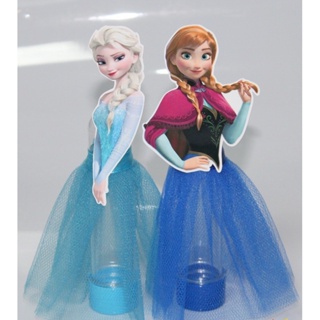 20 Tubetes Personalizados Frozen Anna e Elsa  3d Com Saia De Tule em Oferta na Shopee