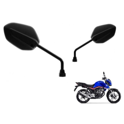 Par Espelho Retrovisor Modelo Honda Cg Titan Fan Cargo Start 125 150 160 De 2014 Ate 2021 - Rosca Universal