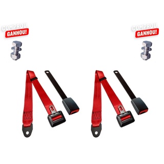 Kit Cinto de segurança Dianteiros Vermelho para Fusca Brasilia Chevette e fiat 147 - Par Dianteiros x