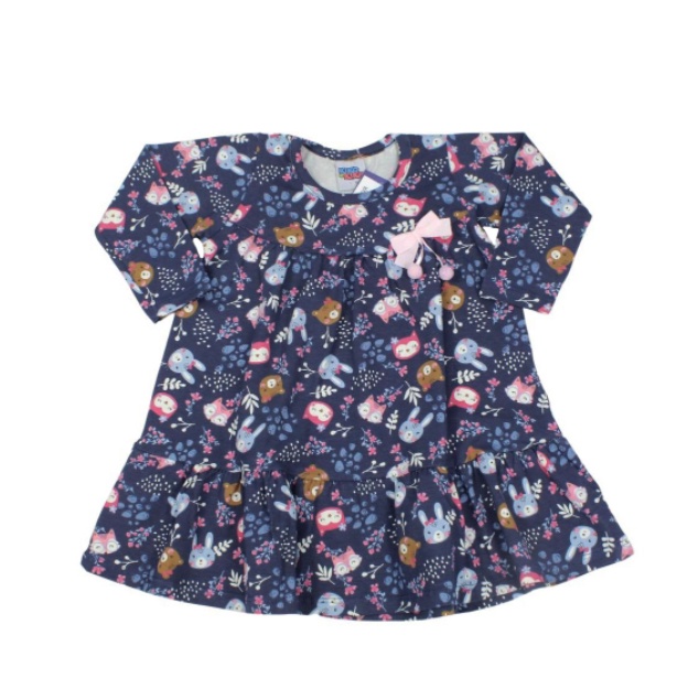 Vestido Infantil 1/2/3 Manga Comprida Longa Cotton Kiko E Kika Feminino REF.08083