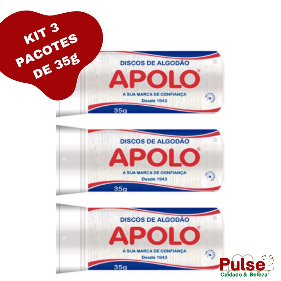 Disco de Algodão Apolo  Kit com 3pcts- 35G em Oferta na Shopee