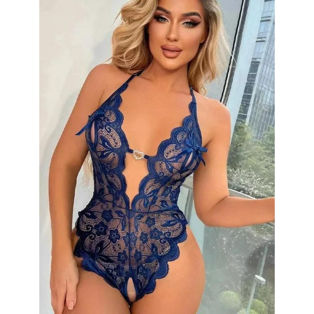Body Lingerie Rendada 2 Corações com aberturas e decote provocante em Oferta na Shopee