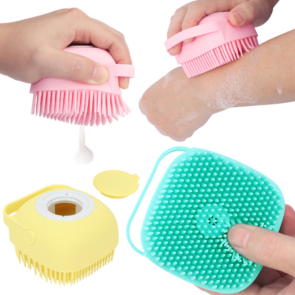Esponja de silicone, de banho, escova, limpeza da pele, massagem, suporte para sabonete líquido