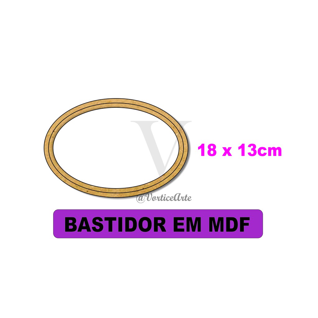 Kit 5 Bastidor Oval em MDF 6mm Tamanho 18 x 13cm moldura para bordado
