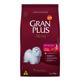 Racao Gran Plus Caes Menu Adultos Mini  Carne E Arroz 15kg em Oferta na Shopee
