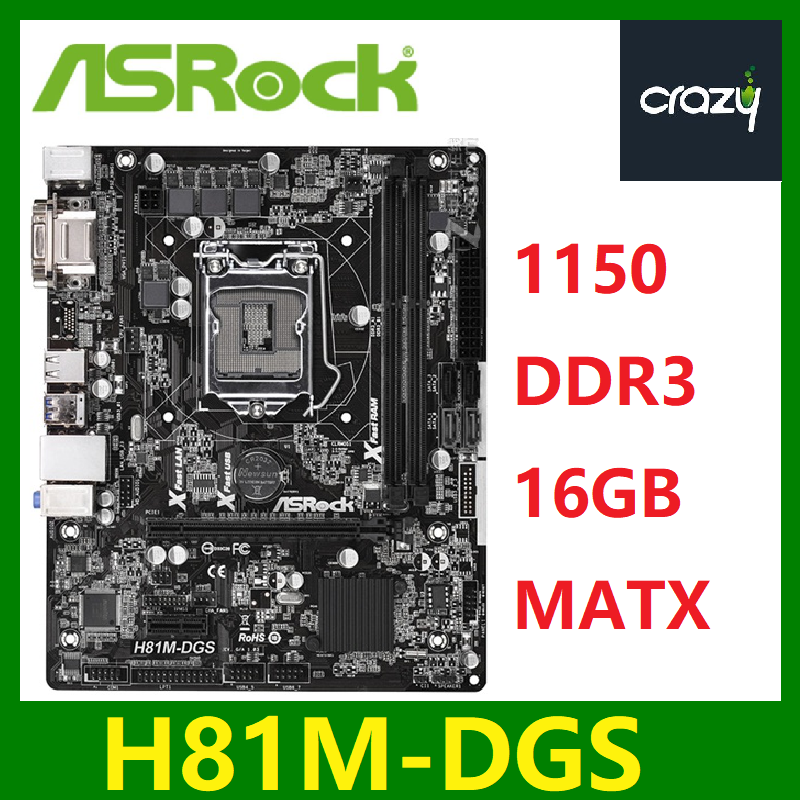 ASROCK H81M-DGS Motherboard Intel H81 Socket LGA 1150 DDR3 16GB MATX Original Used Mainboard