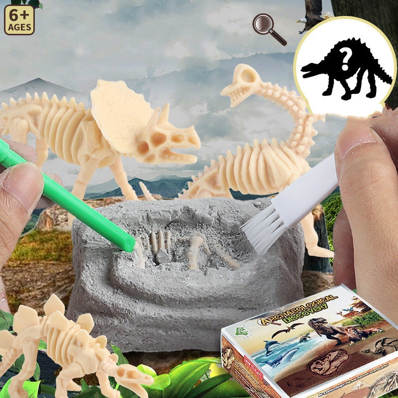 Arqueologia Escavação de fósseis de dinossauros Esqueleto Ciência e educação das crianças cognição Brinquedo modelo animal de dinossauro Tiranossauro Rex Caixa cega