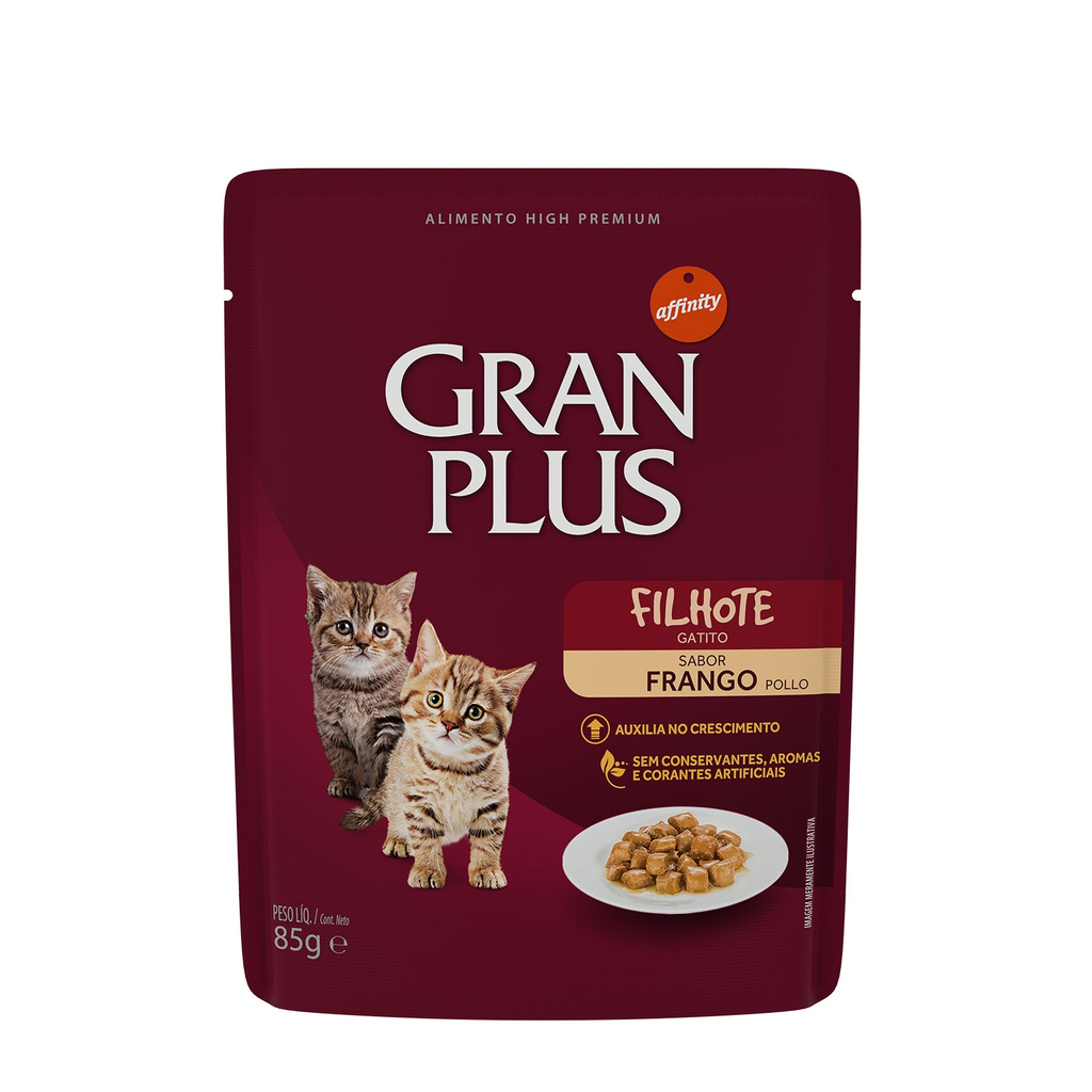 Ração Úmida GranPlus Sachê Frango para Gatos Filhotes 1 85 G - UN