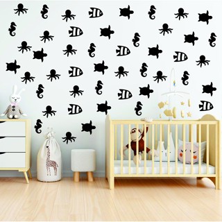 47 Adesivos Vinil Decoração De Parede Animais Marinhos Peixe em Oferta na Shopee