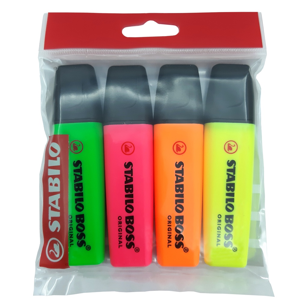 Marca Texto STABILO Boss estojo com 4 cores neon ref 15/704-70