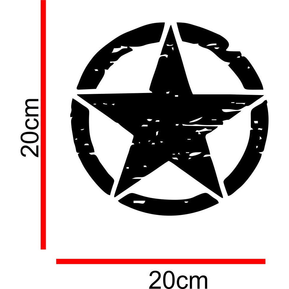 2 Adesivos 20x20cm Jeep Renegade  Compass Caminhonete Estrela Militar Corroída