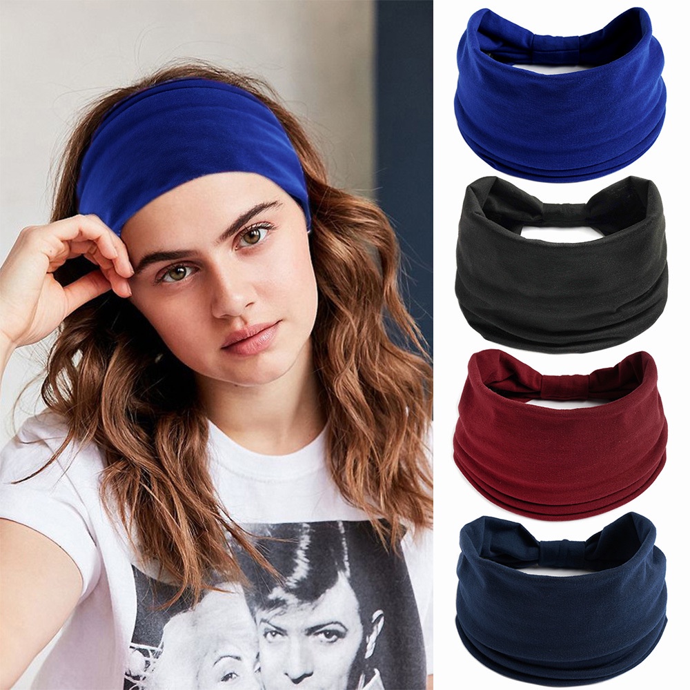 Headwrap Turbante Cor Sólida Grande Nó Headbands Para Mulheres Acessórios De Algodão Macio Faixas De Cabelo Elásticos Yoga Esportes Bandana Bandagem