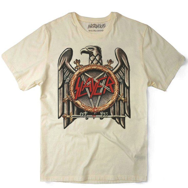 Camiseta Algodao Slayer Banda de Rock Bandas Hardrock Heavy Classico Punk Grunge Metal Musica Nervous