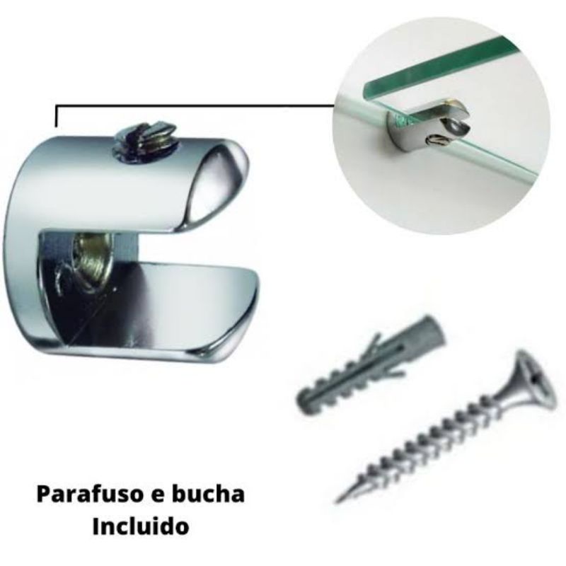 10 unidades suporte fenda pra prateleira de vidro 6 mm inclui buchas e parafuso