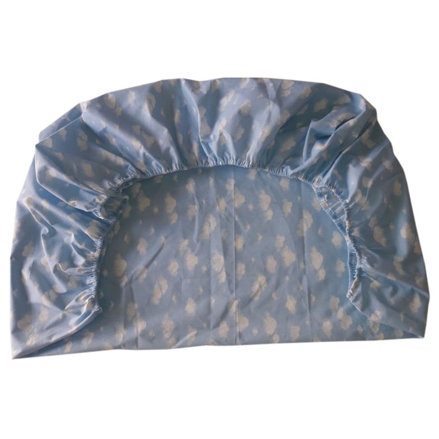 Lençol com Elastico para Mini Berço Estampado Nuvens Azul Bebê Céu