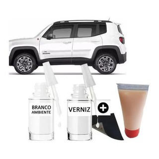 Tinta Tira Risco Automotivo Jeep Renegade Branco + Cera Polimento
