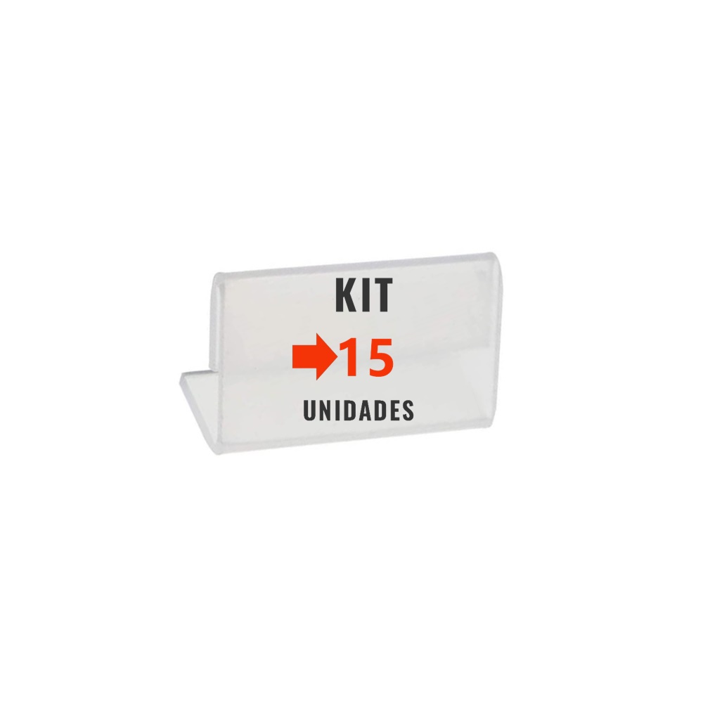 Kit com 15 Display Expositor 5x3cm Acrílico Porta Preço Etiqueta Buffet Vitrine